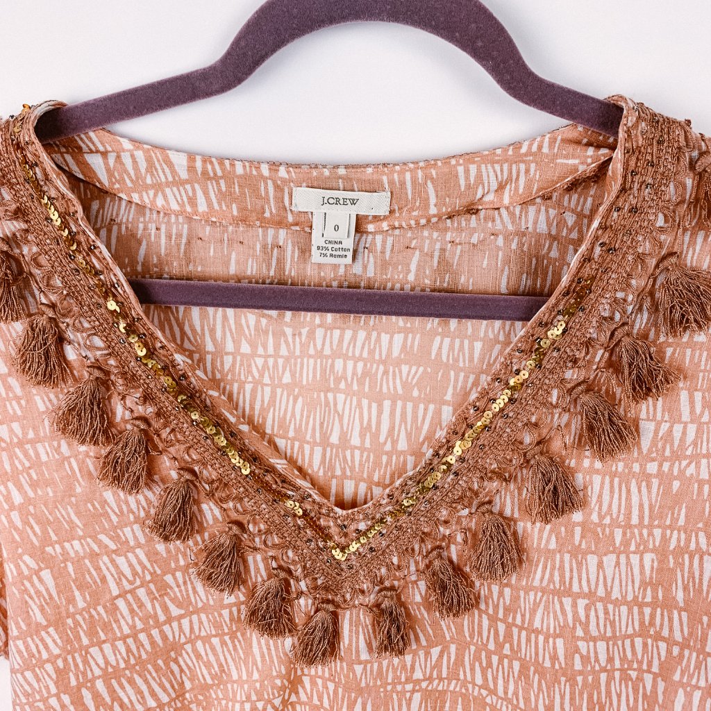 J Crew Fringe Sequin Tassle T-Shirt, Size Xs